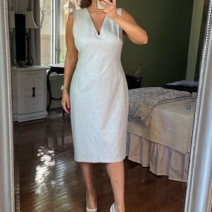 ANTONIO MELANI White V-Neck Midi Dress